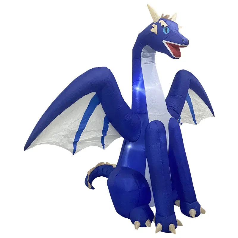 2.4M Halloween Inflatable Dragon Decoration with LED Light Large Christmas Outdoor Decor Holiday Blow-up Ornament Courtyard Prop