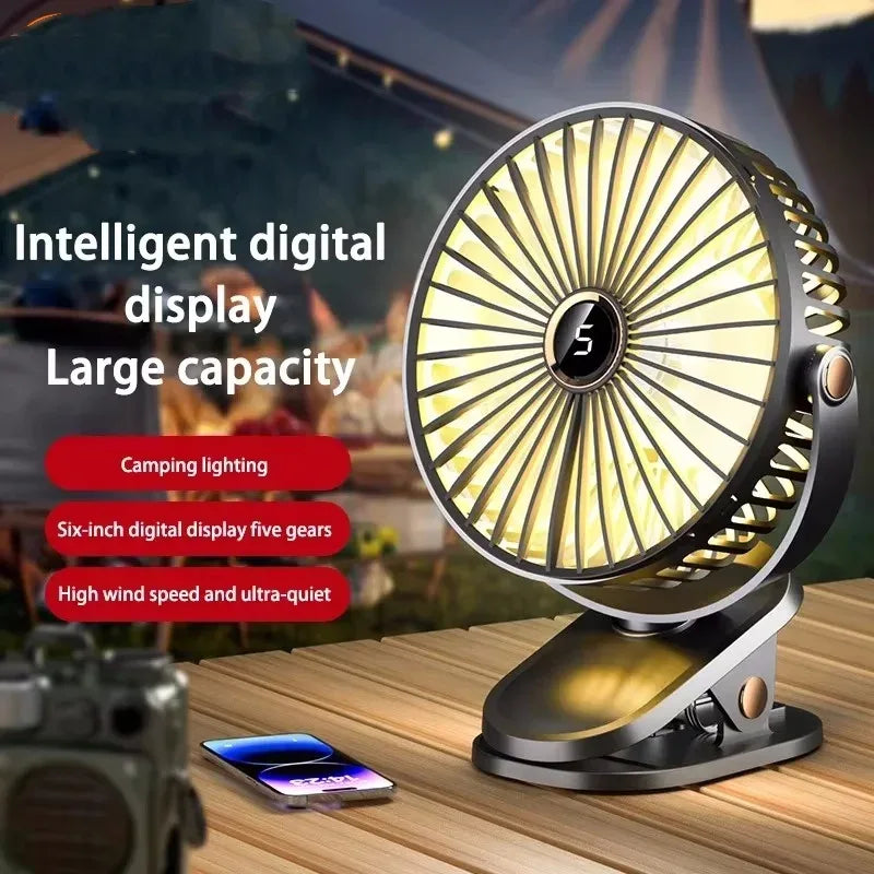 Xiaomi 2025 Clip-on Fan 8000mah 5 Speed Quiet Rechargeable Desktop Air Circulator Wireless Fan With LED Light For Office