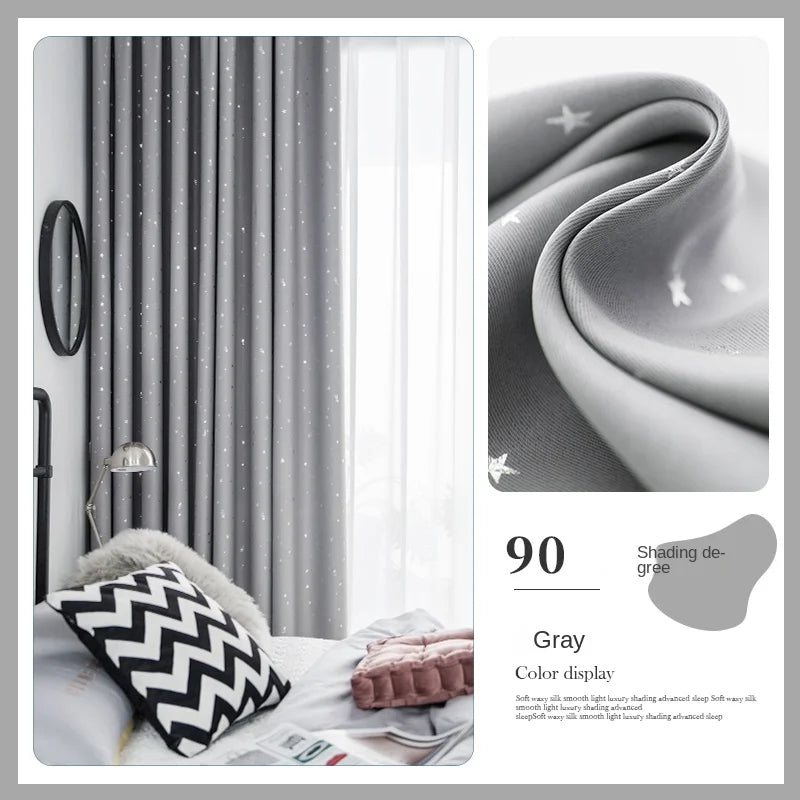 Home Children's Room Blackout Curtain Bedroom Soundproof Drapes Large Area Balcony Bay Window Curtains Modern Living Room Drape