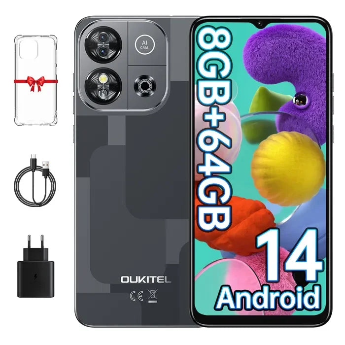 4G OUKITEL C57S Android Smartphone 14 - 8Go (2 + 6) RAM /64Go ROM - 6.52 " - 13MP-4300mAh-Phone cheap-Dual SIM