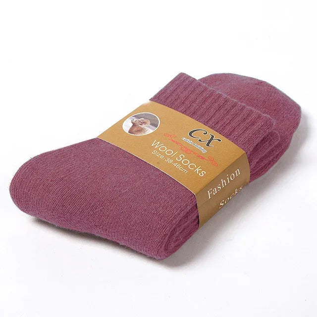 1 Pair Solid Color Wool Socks Men's Sock Women Socks Against Super Thicker Winter Socks High Quality Cold Snow Sock Merino Socks