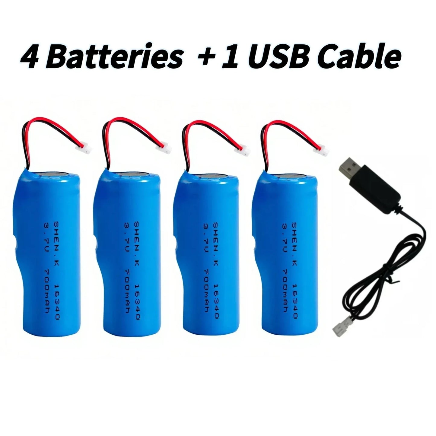 4PCS 16340 3.7V 700mAh Rechargeable Lithium Battery with Connector Wires CR123A For Camera Smoke alarm Monitor Flashlight Toy