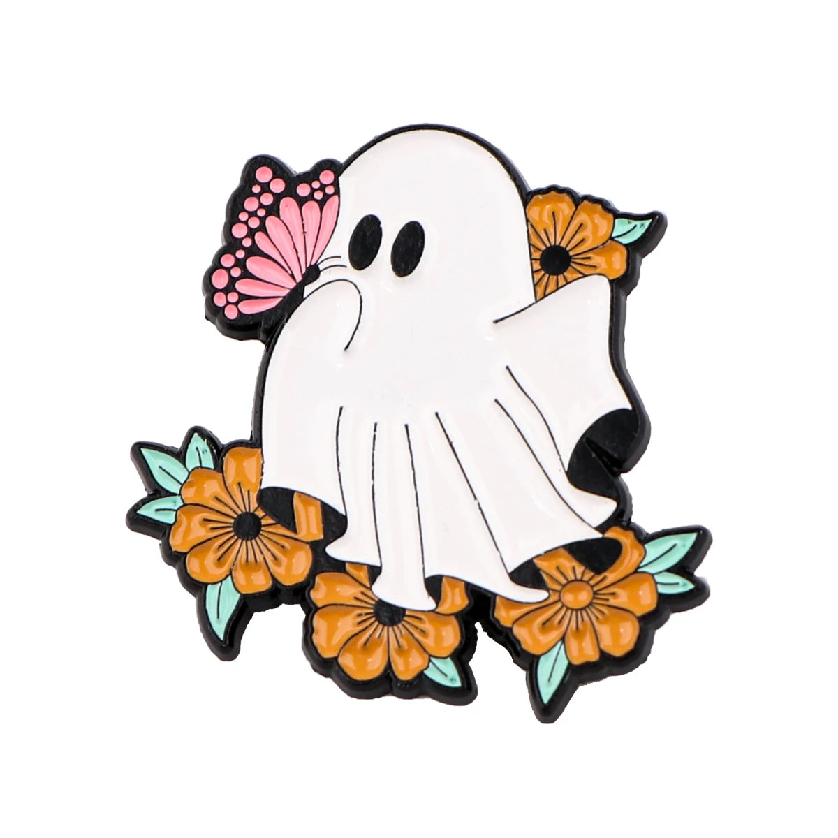 Broche fantôme d'Halloween en émail, style dessin animé, pin's pour homme, badge à accrocher à un sac à dos, accessoire de mode, bijou mignon, cadeau idéal pour les fêtes.