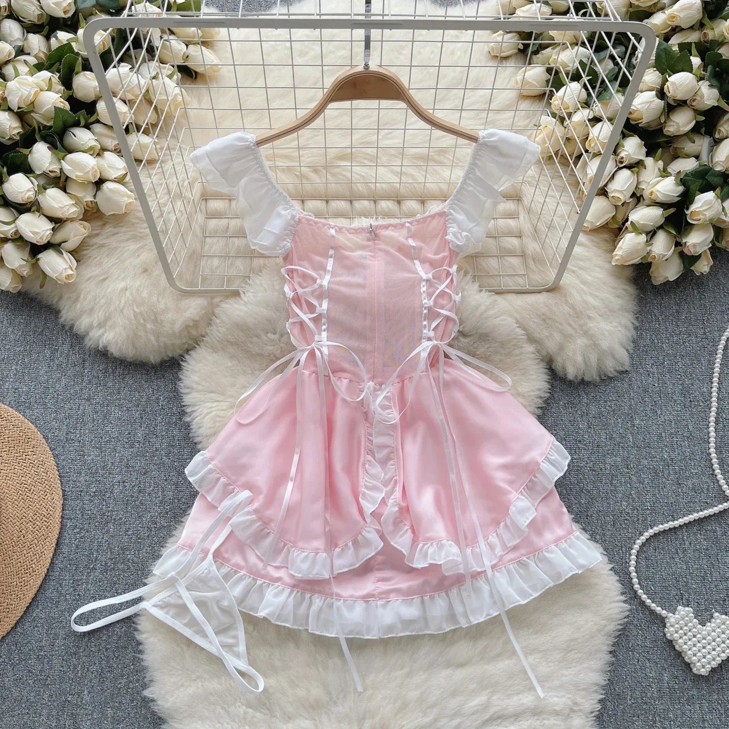 Kawaii Maid Oufit See Through Anime Cosplay Lingerie Cute Cat Women Lolita Sexy Bunny Halloween Costumes Lace PrincessDress New
