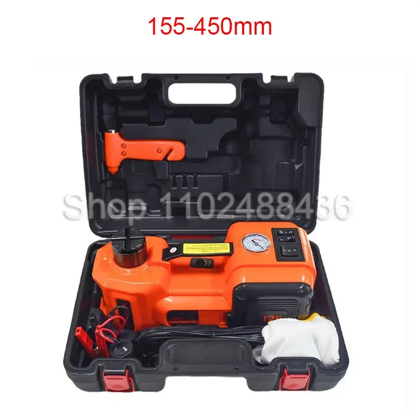 12V 5T Electric Car Hydraulic Jack with Tire Inflator Pump and LED Light 3 in 1 Lift jacks With Safe Hammer Tool Kit