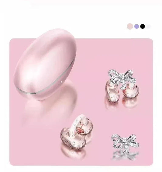 Vivo Clip-on Earbuds Wireless Bluetooth Open Ear Headphones with Detachable Crystal Bowknot Earrings For Sports Fitness Workouts
