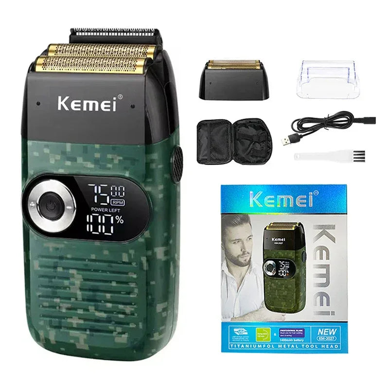 Kemei Original Multi-functional 2 In 1 Electric Shaver Rechargeable LCD Digital Display Reciprocating Razor For Men KM-2026 2027