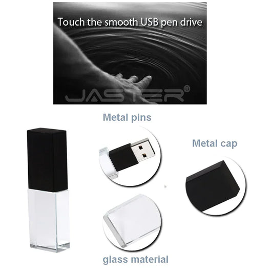 10PCS/LOT Crystal USB 2.0 Wedding Gift Flash Drives Free Custom Logo Pen Drive 100% Real Capacity Stick 128GB 8GB 16GB 32GB 64GB by PDG ibma