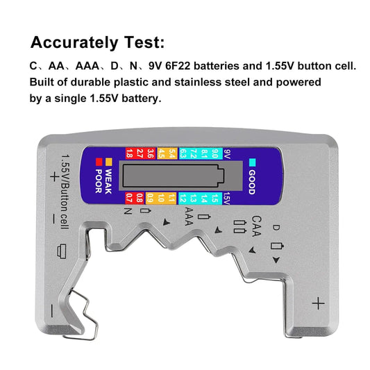 BT-886 Portable Battery Capacity Indicator Compact Size Lithium Battery Level Tester Digital Display Battery Voltage Meter