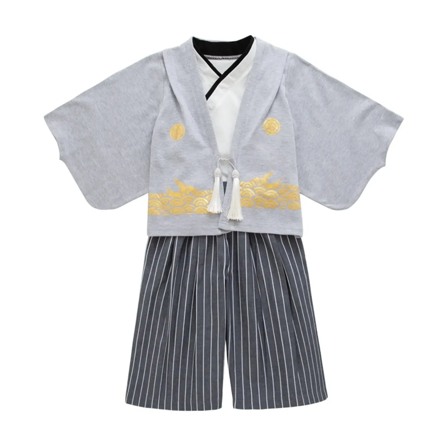 Boys' Kimono Set Traditional Jinbei Kimono For Weddings Graduations Cherry And Autumn Festivals Boys Winter Outfit
