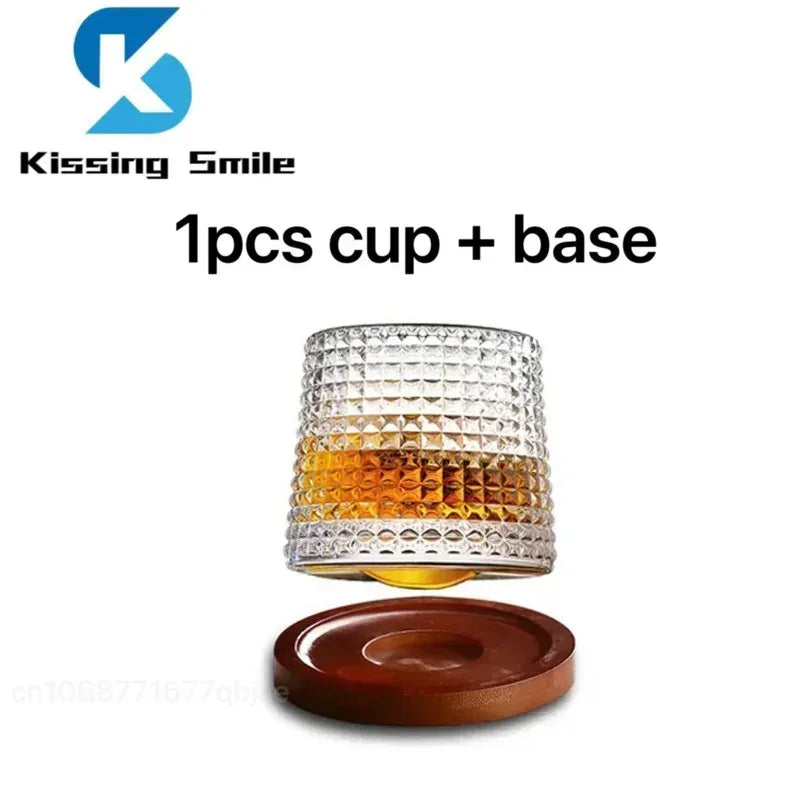 Creative Whiskey Glasses Durable Spinning Glassware Cocktails Wine Brandy Cup Water Juice Tea Mug Party Drinking Glass Tumbler