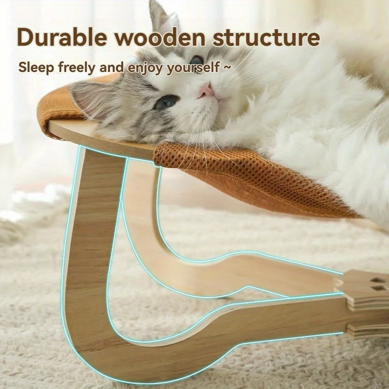 Summer Ice Cooling Pet Bed - Gel-Infused Removable Mat for Cats & Dogs, Breathable Elevated Hammock Design Stays 15°C Cooler