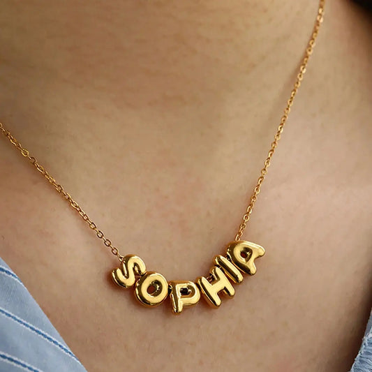 Custom Bubble Initial Letter Name Necklace For Women Men Personalized Letter Necklace Stainless Steel Jewelry Mother's Day Gift