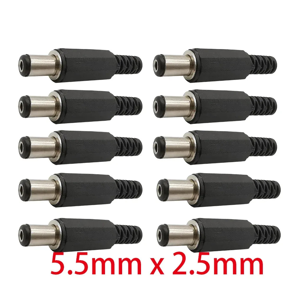 10Pcs 3.5 x 1.3mm 5.5 x 2.1mm 5.5 x 2.5mm 6.5 x 4.4mm DC Power Male Plug Jack Adapter Wire Charging Plug Electric Connector