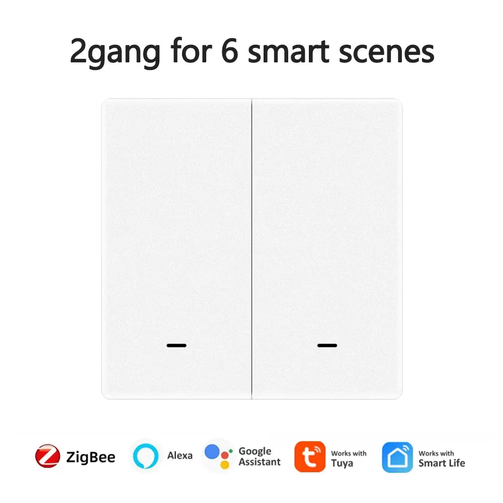 ZigBee/Tuya Smart Switch Wireless Free Sticker 4/3/2/1 Way Panel Scene Button Switch Smart Scene Automation Control Switch