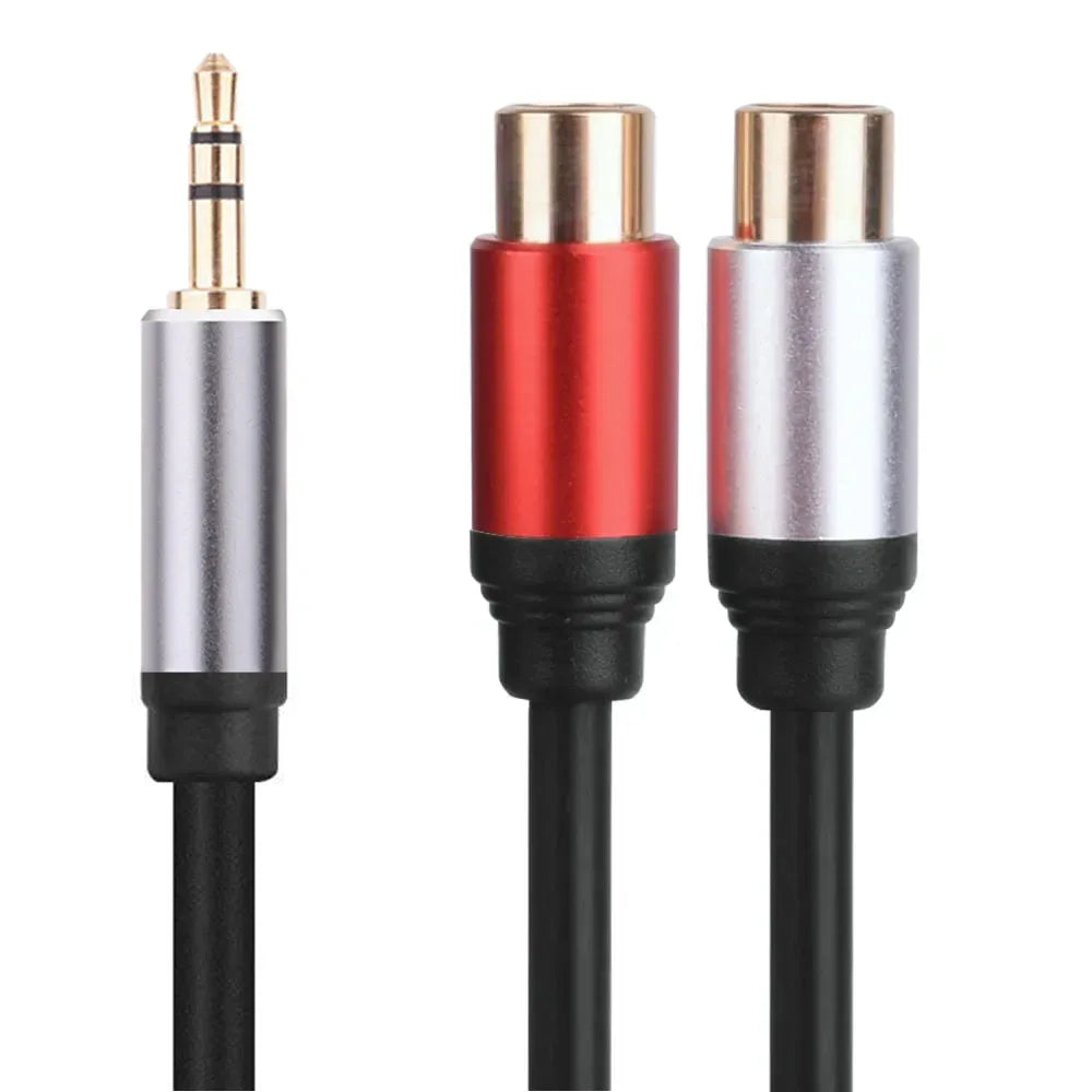 Stereo 3.5 RCA Y Cable 2RCA Male to 3.5mm Female AUX Jack Adapter Audio Cord for Computer MP3 Phone Speaker Home Theater DVD