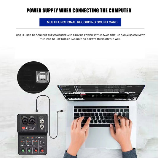 2 Channels Professional portable Audio Interface sound card console mini USB MIXER for Guitar Recording Studio Singing Q12 by PDG ibma