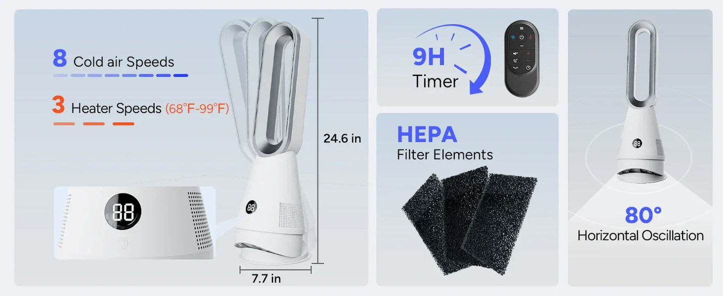 Wholesale Smart Fan and Warming Dual Purpose Office Home House Room Portable Electric Bladeless Fan Heater