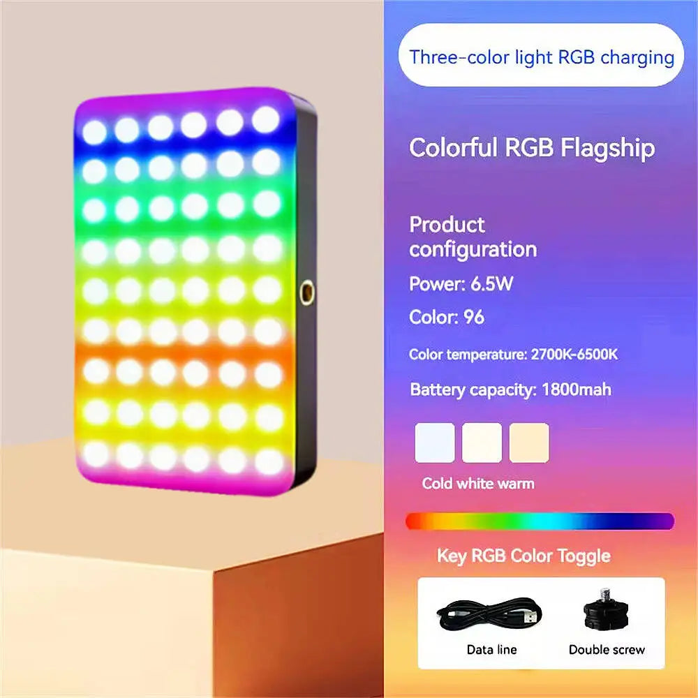 COOL DIER 2026 New RGB Light LED Video Light Photography Fill Camera Lighting LCD Display Cold Shoe For Vlog Live Streaming DSLR