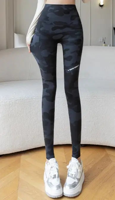Women Camo Shark Pants High Waist Pocket Leggings Big Size Stretchy Casual Pants Fashion Skinny Yoga Fitness Pants