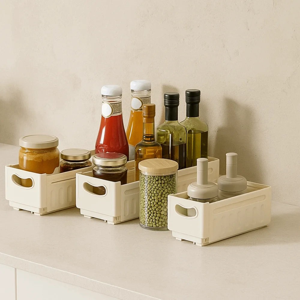 Plastic Expandable Storage Box Adjustable Stackable Retractable Storage Container Space Saving Large Capacity Drawer Storage Box