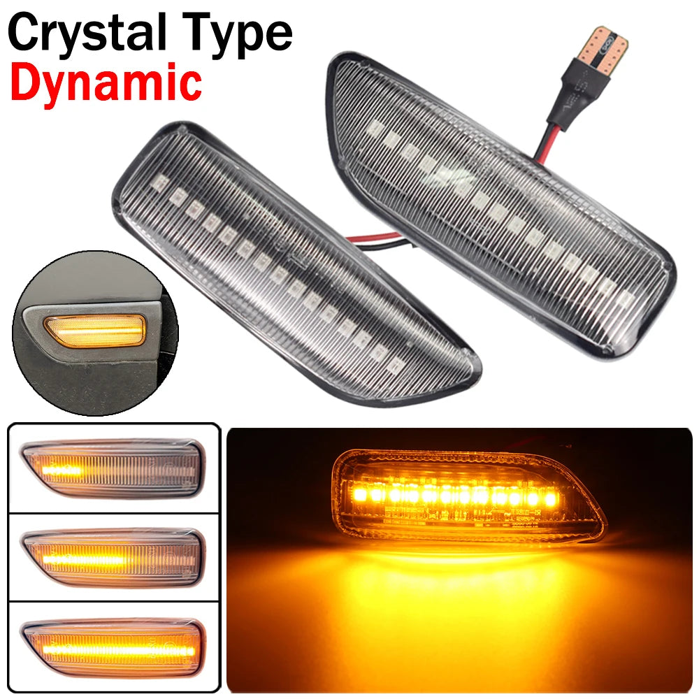 For Volvo XC90 S80 XC70 V70 S60 2001- 2009 LED Dynamic Turn Signal Light Side Mirror Sequential Lamp Blinker Indicator