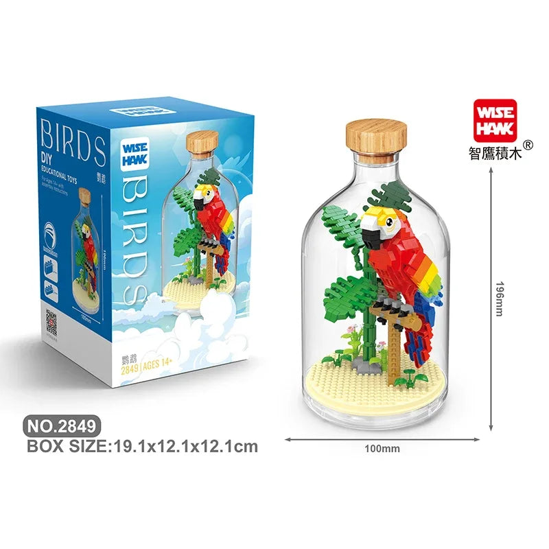 MOC Building Blocks Animal Model Bird Bald Eagle Parrot DIY Assembly Bricks Creative Games Collection Toys Xmas Gifts
