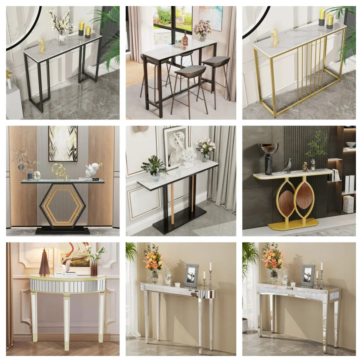 Luxury Marble Console Table for Living Room,Behind Couch Sofa,Hallway Entryway Table,Modern Narrow Furniture,Free Shipping