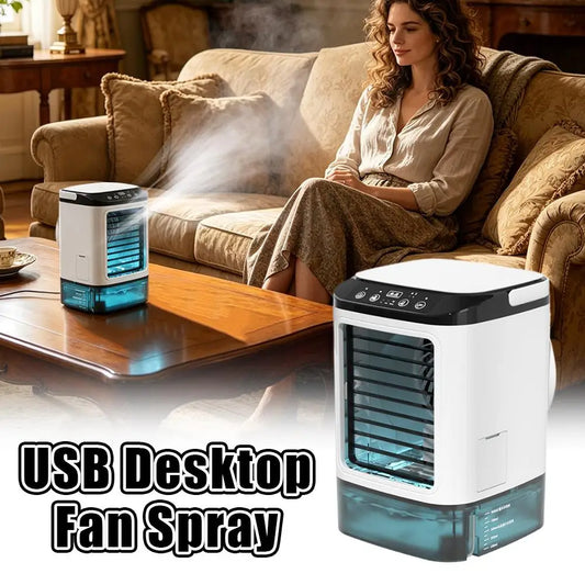 USB Mini Evaporative Air Cooler Desktop Spray Humidifier Fan 900ML Water Tank, Portable Water Cooling Fan for Home Office Use by PDG ibma