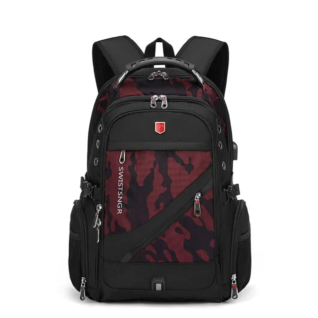 Waterproof 15.6/17.3 Inch Laptop Backpack Men USB Charging Swiss Backpack Travel Women Rucksack Male Vintage School Bag Mochila