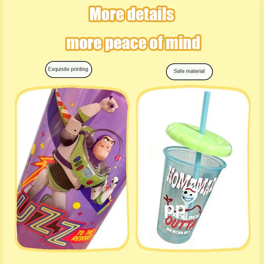 Toy Story 4 Pack Plastic Straw Cup Set Official Cartoon Reusable BPA Free Drinking Cups by PDG ibma