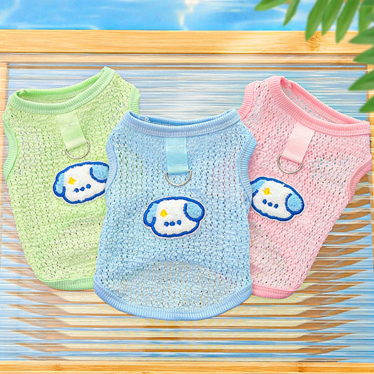 Cute Dog Cooling Vest Solid Breathable Mesh Thin Small Dog Summer Clothes Bichon Medium Cat T Shirts Clothing Puppy Undershirt