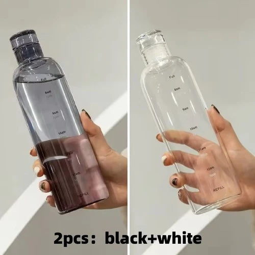 500ml Transparent Leakproof Water Bottle, Anti-Drop Sports Bottle with Time Scale Design, Ideal for Outdoor Use, Hydration on th