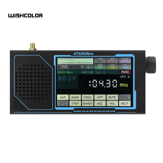 Wishcolor ATS25 ULTRA FM SW SSB MW LW AIR SDR Receiver Aviation Band Receiver Supports Bluetooth WiFi with 4-inch Touch Screen
