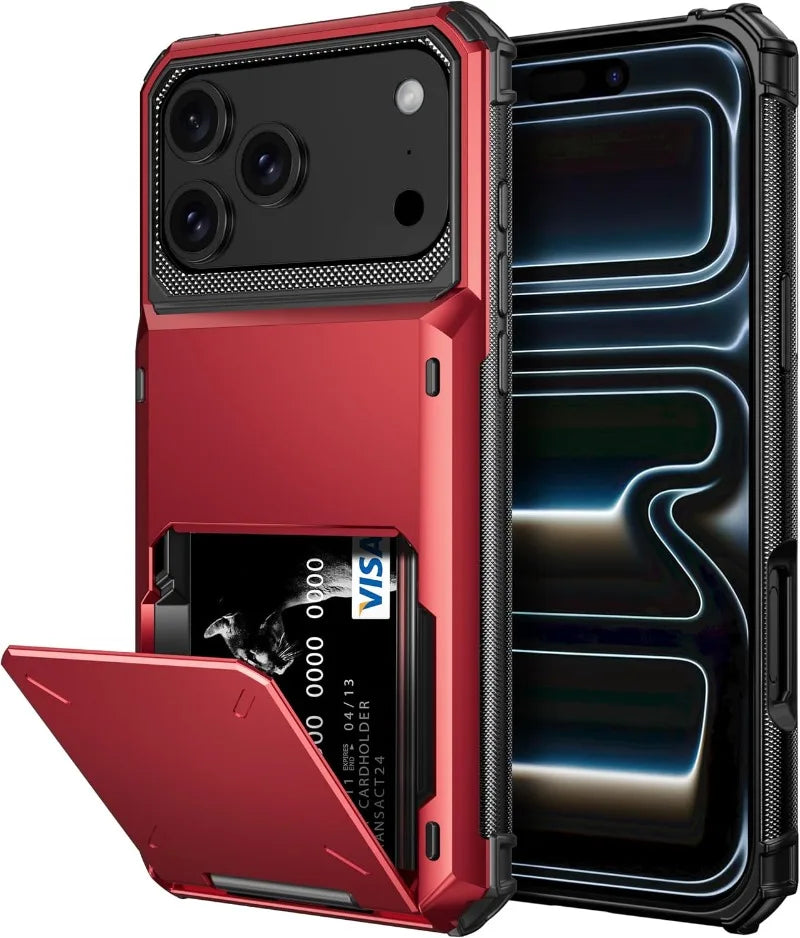 Case For iPhone 17 Pro Max 16 15 Pro Max 14 13 12 11 Heavy Duty Wallet Hidden Flip Slot Protective Hard Back Covers Coque Fundas