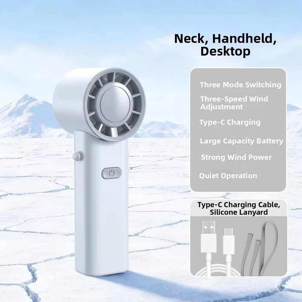 Mini Portable Neck Fan Foldable USB Rechargeable Handheld Fan Hands-Free Cooling for Travel Outdoor Summer