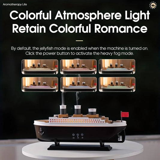 Titanic Ship Model Air Humidifier Home 250ml Remote Control Essential Oil Jellyfish Smoke Ring Spray Aroma Diffuser Humidifiers by PDG ibma