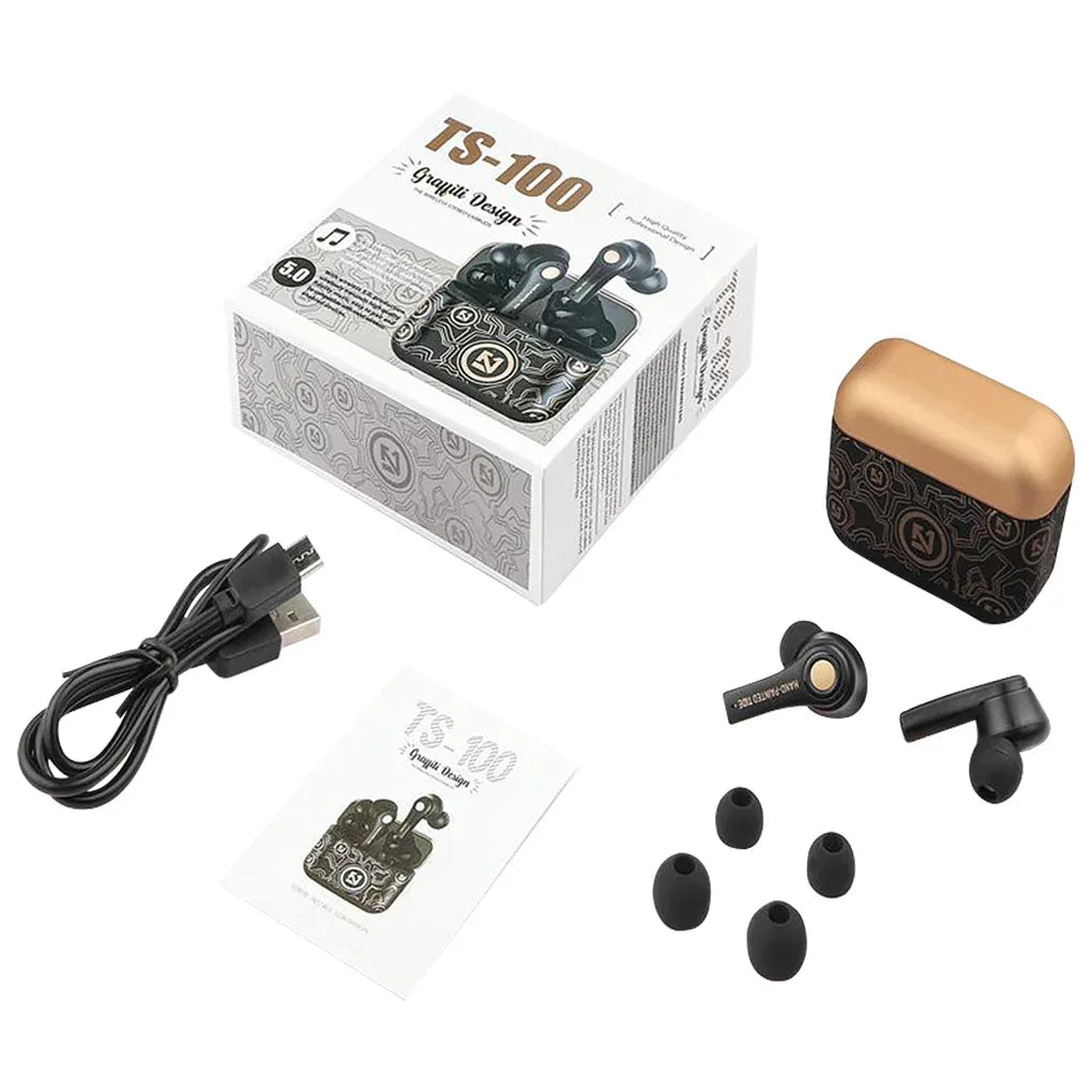 Wireless Headphones Mini Bass Earbuds Waterproof Graffiti Bluetooth-compatible 5 0 Sports Earphones White