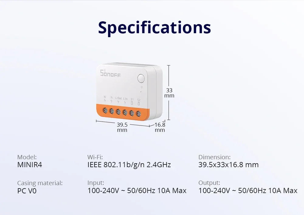 Sonoff Mini R4 Extreme Wifi Smart Switch Interruptor with Relay On-Off DIY Switch Module eWelink APP Control Works with Alexa