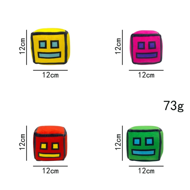 Peluche Cube Geometry Dash de 12 cm pour Halloween, petit coussin en peluche, pendentif carré, cadeau mignon pour les enfants