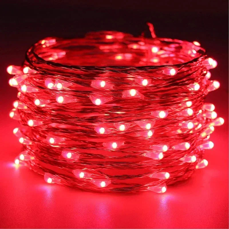 100/2M Outdoor LED String Lights Garland Waterproof Fairy Light Christmas Wedding Party Holiday Gardening Decoration USB/Battery