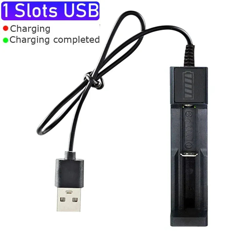 18650 Battery Charger 1/2/4 Slots Dual 18650 Charging 3.7V Rechargeable Lithium Battery USB Charger For 16340 14500 18650