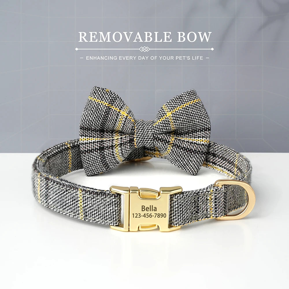 Personalized Dog Collar Cute Bowtie Puppy Cat Free Engraving Pet Buckle Collar For Small Medium Dogs Cats Chihuahua Yorkshire