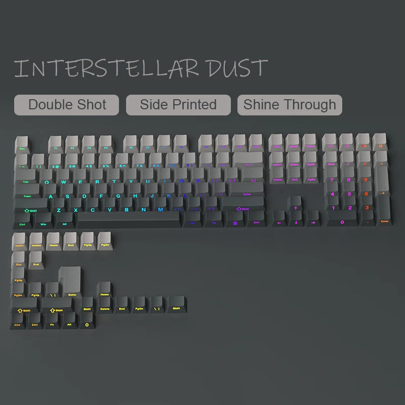 Babysbreath Side Print Shine Through Keycap Cherry Profile Double Shot PBT Keycaps 130 Key for Cherry MX Switches Gamer Keyboard