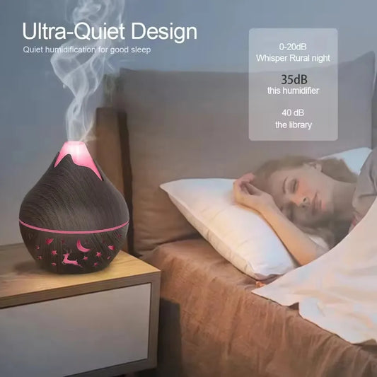 USB Ultrasonic Cool Mist Sprayer Essential Oil Fragrance 200ml Mini Home Wood Grain Air Humidifier Electric Air Aroma Diffuser by PDG ibma