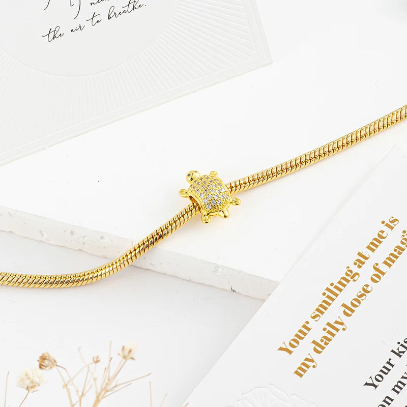 New Gold Plated Safety Chain、Hearts Clip、Family Tree、Snowflake Charm Bead Fit Original European 925 Silver Bracelet Jewelry Gift