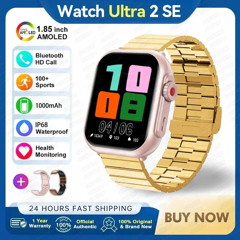 Watch Ultra 2 SE Men Women 1000mAh AMOLED Heart Rate 100+Sport Bluetooth Call GPS Track Waterproof Smart Watch For IOS Android