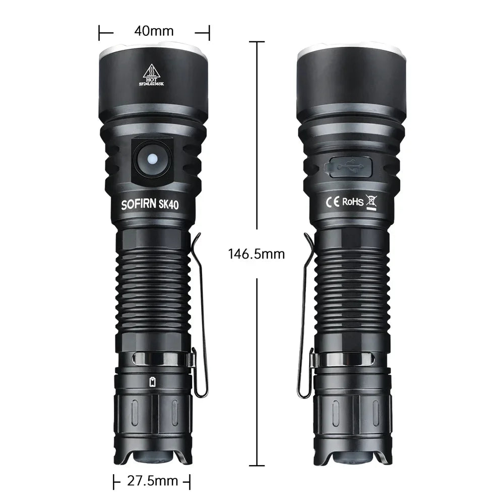 NEW SOFIRN SK40 3200lm Tactical Flashlight 580m Powerful Bright SFT70 LED IP68 waterproof Torch with Dual Switch