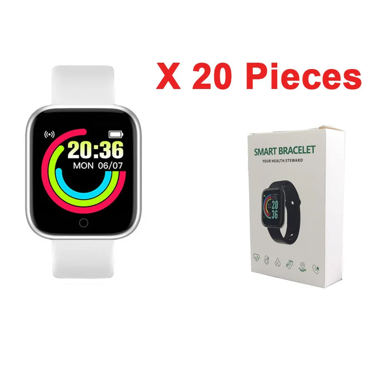 D20 Smart Watch for Men Women Sport Fitness Tracker Pedometer Smartwatch Y68 Digit Wristwatch 20 Pieces
