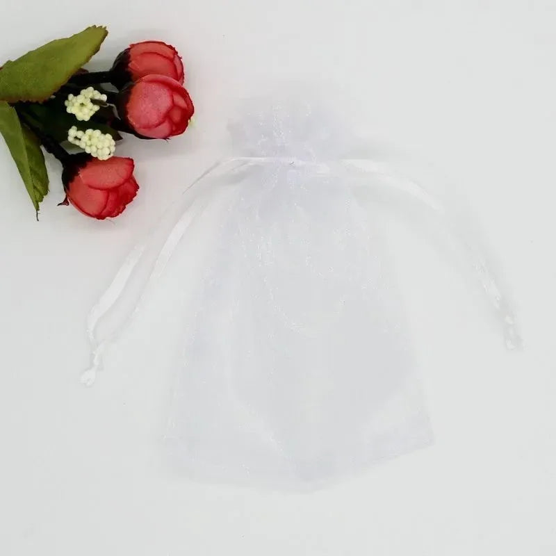 1-100 Drawstring Mesh Bags Packaging Christmas Candy Jewelry Cosmetic Wedding Pocket Gift Bag Multicolor Drawable Organza Pouch